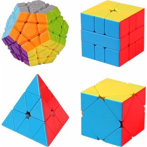 4pcs/set Cubing Classroom WCA Official Competition Cube Gift Set Magic Cube Brain Teaser Puzzle Toy Colorful Black Cube