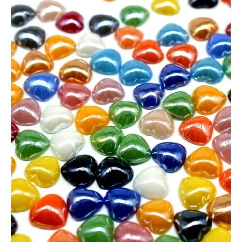 400pcs 11mm Puffy Heart Ceramic Cabochon Mix Flatback Heart Decoration Decoden Card deco