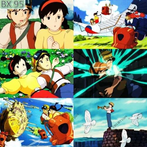 Diamond Mosaic Hayao Miyazaki Anime Diamond Painting Movie Sky Castle Embroidery Full Round Cross Stitch Kits Room Decor