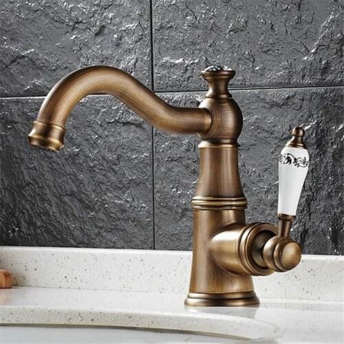 Antique Brass Bathroom Basin Faucets Lavatory Sink Mixer Taps Hot & Cold Gold/Chrome Toilet Crane Ceramic Handle Free Shipping
