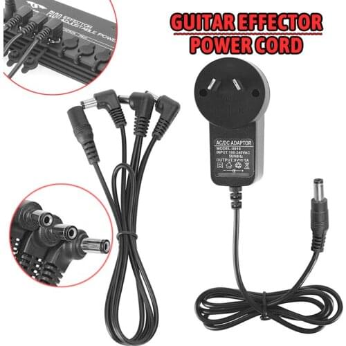 DC 9V 1A Electric Guitar Pedal Effect Power Supply Adapter With 1 To 3 Way Cable For Effect Pedal AU Plug Accessories