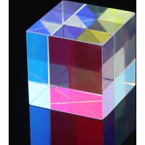Colorful Colorful Combiner Splitter Cross Dichroic Cube RGB Prism Optical Glass Triangular Prism for Teaching Light Spectrum