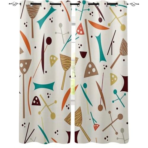 Home Kitchen Series Cartoon Geometry Blackout Curtains For Bedroom Blinds Drapes Window Curtains For Living Room High Shading