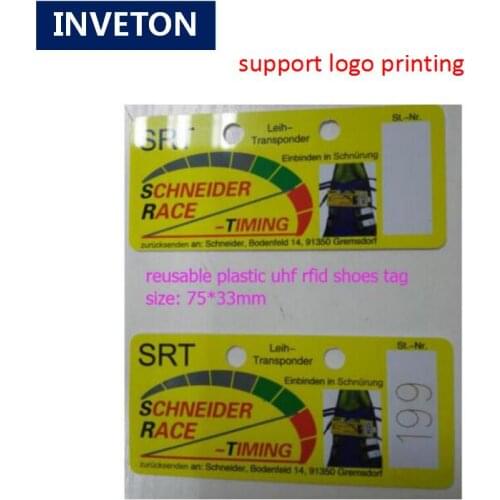 EPC Class1 Gen2 PVC uhf rfid shoetags support logo printing work with panel and ground antenna for rfid sports timing systems