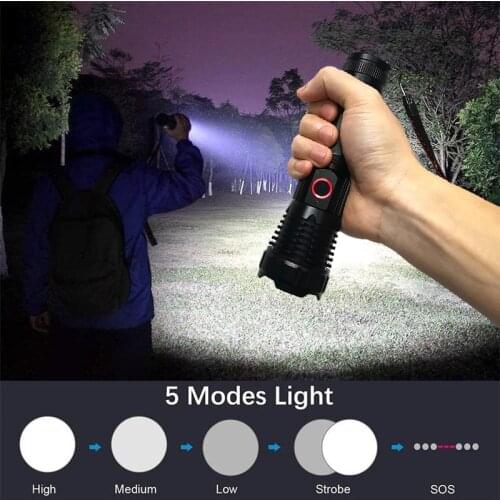 2021 Newest XHP 90 LED Flashlight Zoom USB Rechargeable Light Most Powerful xhp90 Torch For Camping Hunting