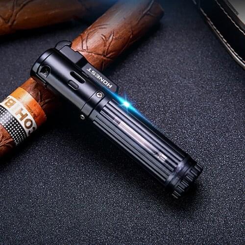 HONEST Windproof Butane Turbo Jet Metal Gas Lighters Smoking Accessories Gadgets Men Cooking Cigarettes Lighters
