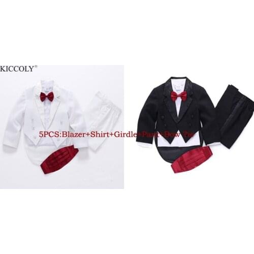 2017 new fashion high quality 5 pcs coat+shirt+pants+bow tie+girdle formal boys wedding suit boys tuxedo formal sets 1-10 yrs