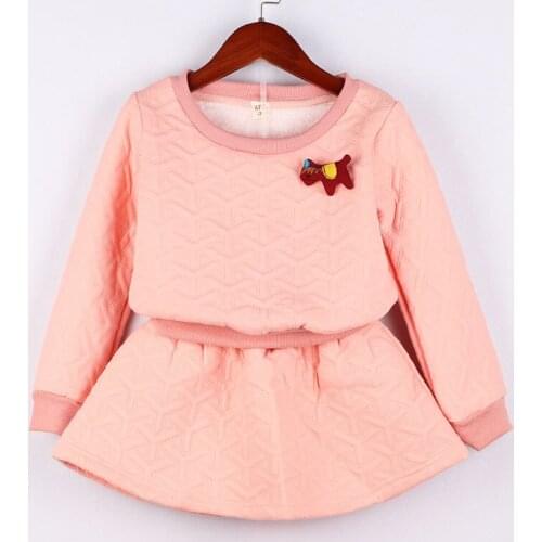 YorkZaler Girls Clothes Set Autumn Winter Plus Velvet Kids Clothing for Girls 2PCS Long Sleeve Warm Sweatshirt Tops+Skirt