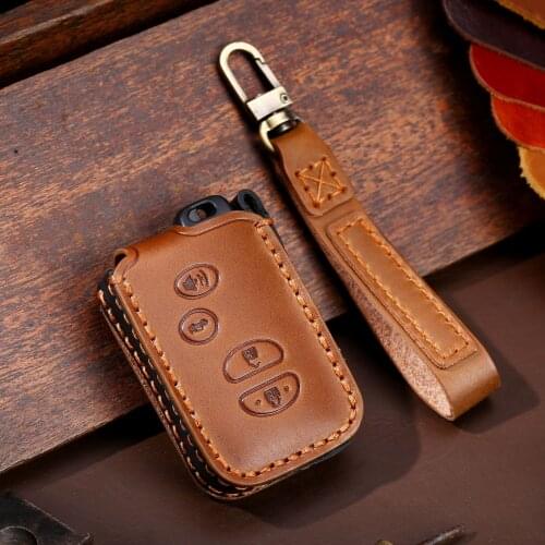 Leather Car Key cover key case For Toyota Land Cruiser Prado 150 Camry Prius Crown Subaru 2013 2014 Foreste Outback XV 4button