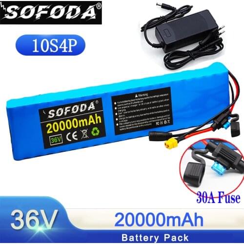 10S4P 36V 18650 Lithium Battery Electric Motorcycle Bicycle Scooter 20Ah High Power and Capacity Ebike Battery with BMS Charger