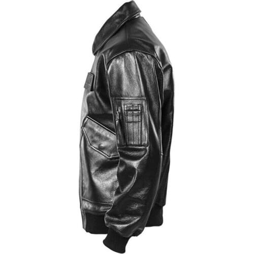 2020 Men Black USAF Pilot Jacket Genuine Cowhide Winter Military Russian Aviator Leather Coat Customized FREE SHIPPING