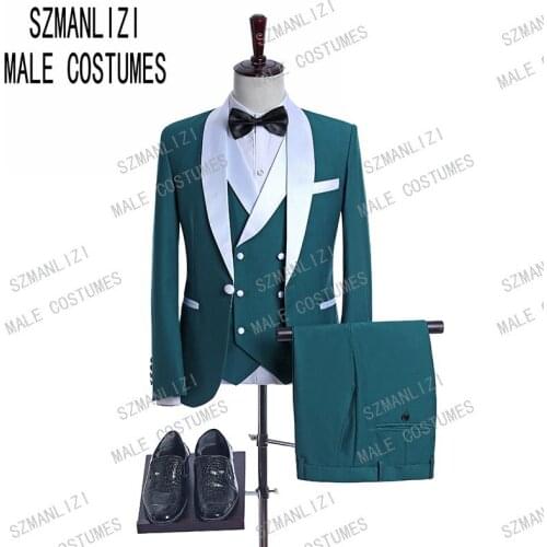 2019 Brand Design 3 Piece Fashion Mint Green Wedding Prom Suits For Men Tuxedo 3 Piece Groom Mens Suits Formal Best Man Blazer
