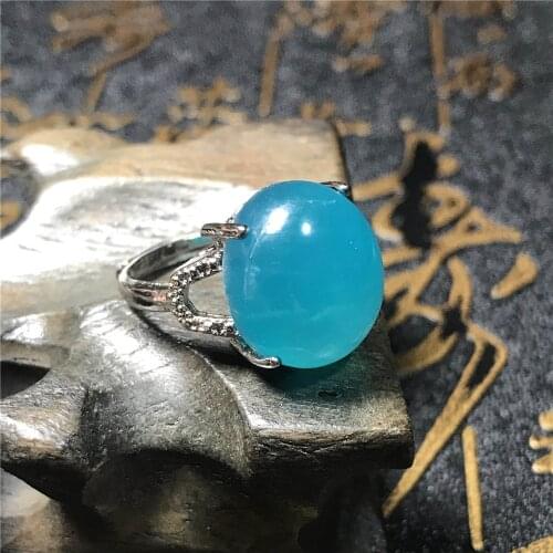 Natural Green Amazonite Ring Jewelry For Woman Lady Men Healing Luck Crystal 15x12mm Oval Beads Gemstone Adjustable Ring AAAAA