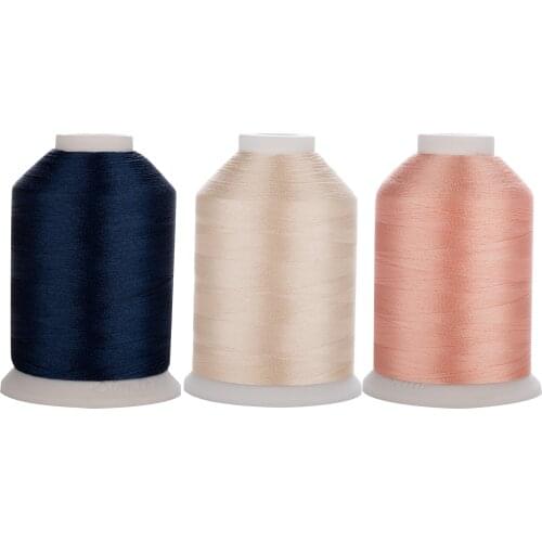 Simthread Machine Embroidery thread Flesh Pink Ivory Navy Blue 40 Weight Tkt 120 Tex 27 in 1100Yds 3 mini-king Spools