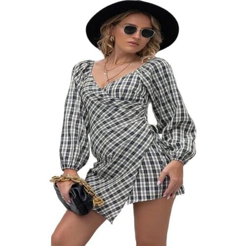 2021 High-Quality Early Autumn New Sexy Dress With Slits Fashion Waist Slim V-Neck Long-Sleeved One-Piece Dress