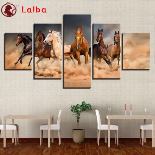 Full Square Diamond Painting Galloping horse Mosaic Needlework Picture Of Rhinestones Diamond Embroidery Sale Home Decor5pcs