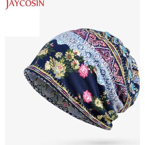 JAYCOSIN Unisex Print Hat Ruffle Cancer Hat Beanie Scarf Collar Cotton Blend Turban Head Wrap Cap Gift Feb 9 Drop Ship