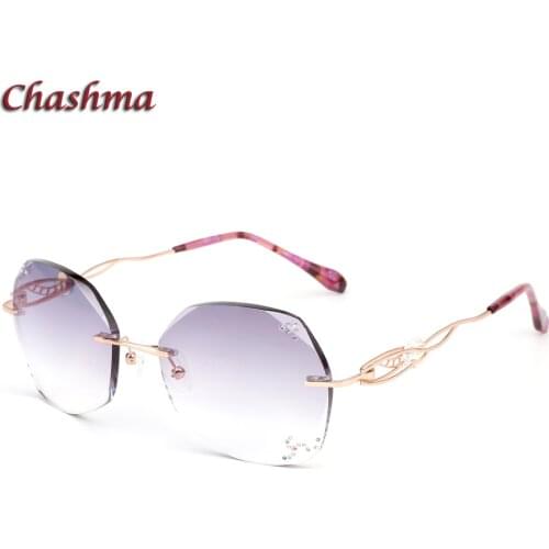 Chashma Brand Colored Lenses Myopia Sun Glasses Frame lunette de vue femme Rimless Titanium Spectacles Prescription Sunglasses