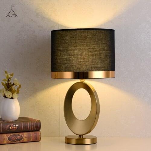 Modern Simple Table Lamp American Gold Iron Table Lamps for Living Room Bedroom Study Desk Decor Light E27 Nordic Bedside Lamp