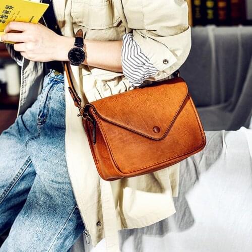 Leather envelope messenger bag minimalist personality wild leather wide shoulder strap shoulder bag