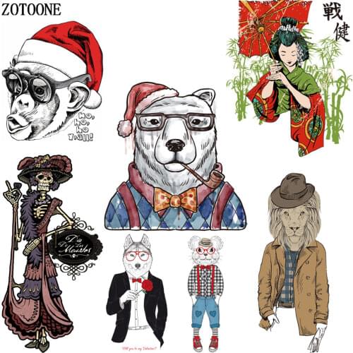 ZOTOONE Cartoon Animal Patches Applique Skull Iron on Patches for Clothing Heat Transfers for Clothes DIY Girl Patches Kids Gift