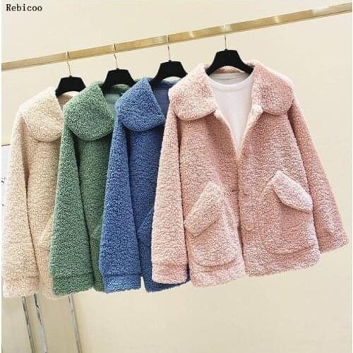Thick Imitation Lambswool Women Coat Autumn Winter New Korean Loose Female Jacket