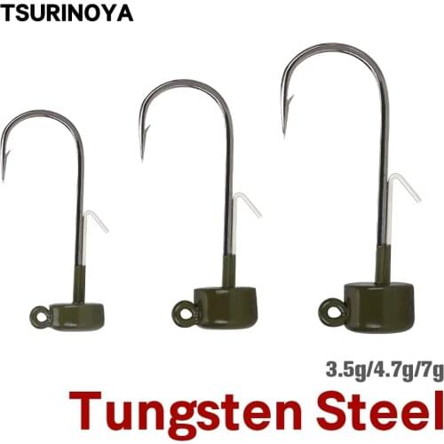 Tungsten Steel Ned Rig Jig Hooks 3.5g 4.7g 7g Floating Soft Lure Fishing Group Sinker Tackle 2pcs Pike Bass Jig Head