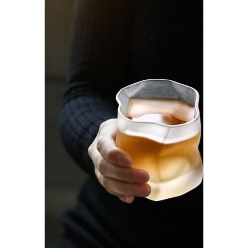 Japanese Irregular Shape Whiskey Glasses Ice Pattern Fold Paper Crystal Whisky Beer Wine Glass Drinkware Wine Glass Set