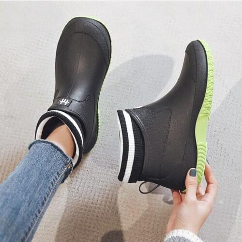 Rain Boots Womens Rubber Anti-skid Colorful Unisex Ankle Boots Lightweight Slip On Boots Shoes Water-proof Drop Shipping