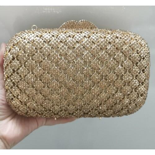 High-End Gold Glitter Women Diamond Clutch Purse Luxury 100% Handmade Rhinestone Evening Bags Clutches Women Wedding Handbags