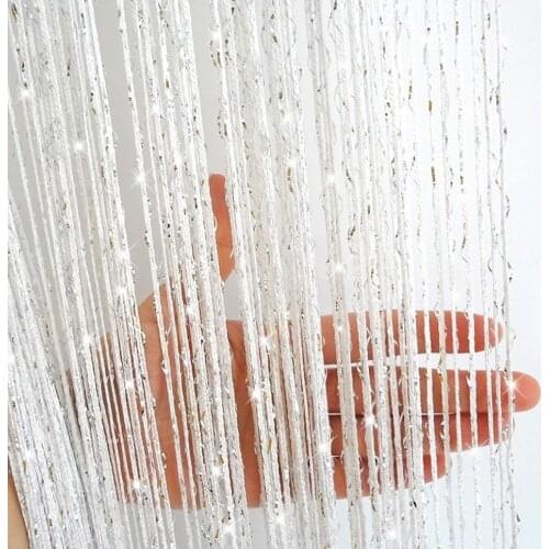 1*2m New String Curtain Valance Shiny Tassel Line Curtain Solid Color Window Door Curtain Divider Drape Living Room Home Decor