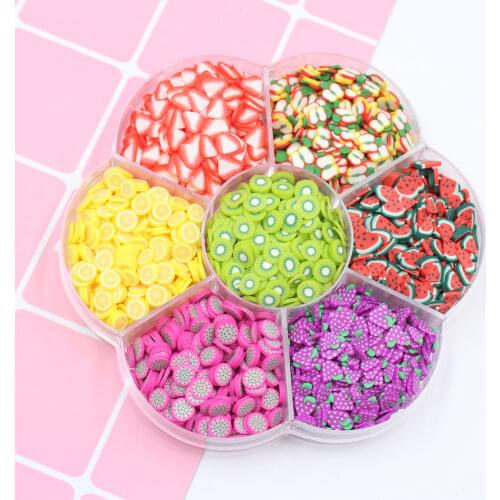 1Box/Lot Fruits Slices Set Polymer Clay Kinds of Fruits Apple Lemo For Fluffy Clear Clay and Crafts Making Diy