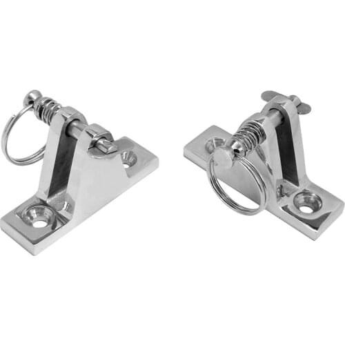 2 Pack Marine Grade Nylon Bimini Top 90° Stainless Deck Hinge with Pin and Ring 316 Stainless Steel Deck Hinge Mount