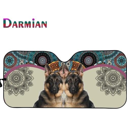 3D German Shepherd Pattern Windshield Sun Shade for Car Durable Fold-up Auto Windows Sunshade Covers Protect Car Interior Cover