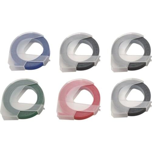 6 Roll Embossing Label Maker Tape 3D Plastic 9mm x Embossing Label Tape White on Black/ Blue/ Red/ Green for Dymo Label Maker