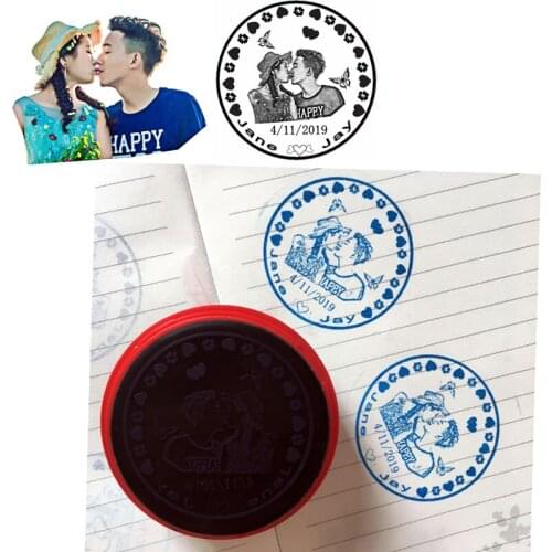 Free Shipping 5CM Circle Photosensitive Seal Photo Stamp Personalized Custom Wedding Stamp For Invitation Card