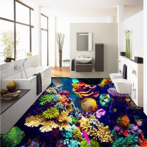 Free Shipping beautiful underwater world Coral flooring wallpaper courtyard street decorative waterproof floor mural