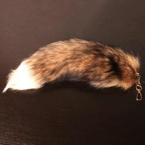 Cute Wolf Fox Tail Fur Car Keychains For Women Men Pompom Pendant Key Ring Holder Fluffy Keychain Accessories