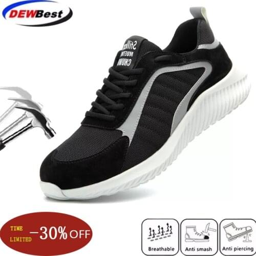 Brand Men Work Boots Casual Shoes Light Mesh Shoes Steel Toe Safety Industrial Anti-crush Breathable Antiskid Shoeindestructibl