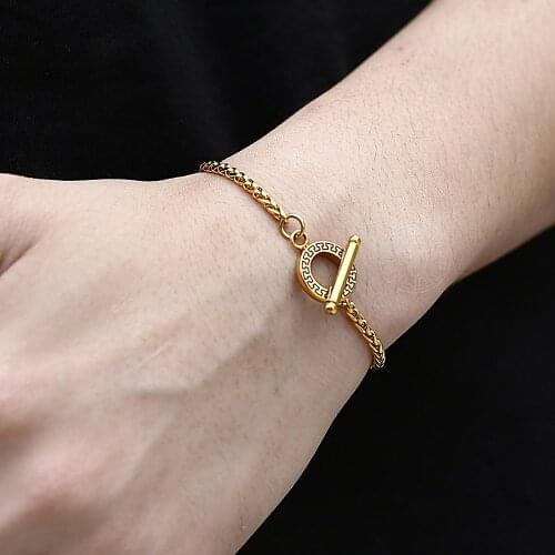 Men/women Stainless Steel Bracelets Toggle Clasps 3mm Gold Stainless Steel Wheat Link Chain Design Jewelry Gift TBS017