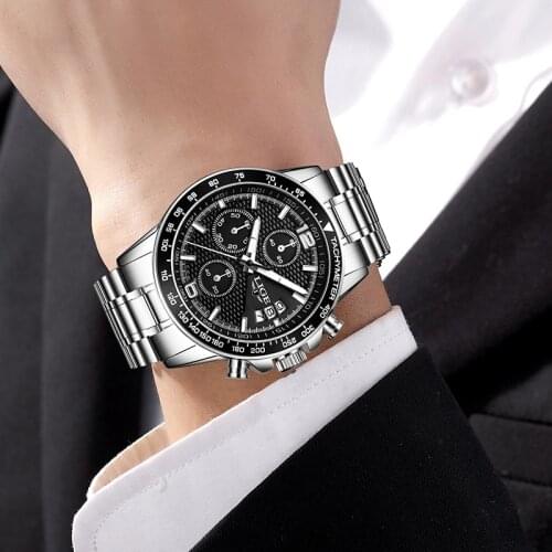 LIGE New Mens Watches Top Brand Luxury Stopwatch Sport waterproof Quartz Watch Man Fashion Business Clock Relogio Masculino+Box
