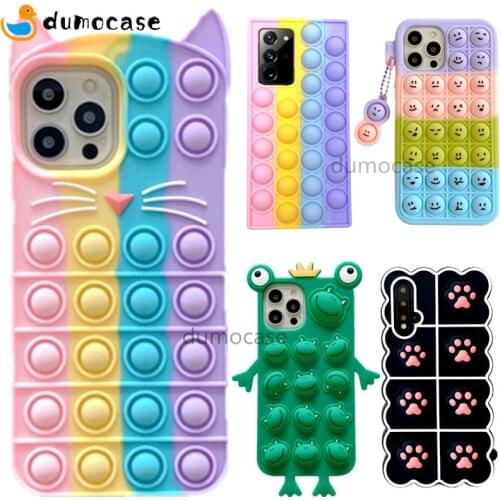 Push Bubble Relieve Stress Case for OPPO A15 A52 A53 A54 A55 A72 A92 A91 A93 A8 A9 A5 2020 Silicone Soft Pop Fidget Toys Cover