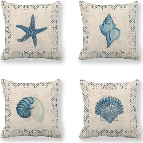 Pillowcase Sofa Cushion Cover Decoration Linen Pillow Case Decorative Pillow Marine Pattern Sofa Throw Pillow Cover Couch Pillow