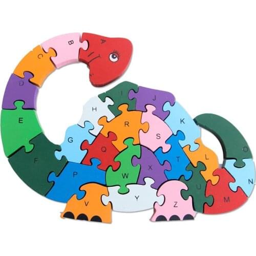 Kids Puzzles Toy Wooden Colorful 3D Chunkyes Animal Car Jigsaw Puzzle Alphabets Number Learning Educational Toy