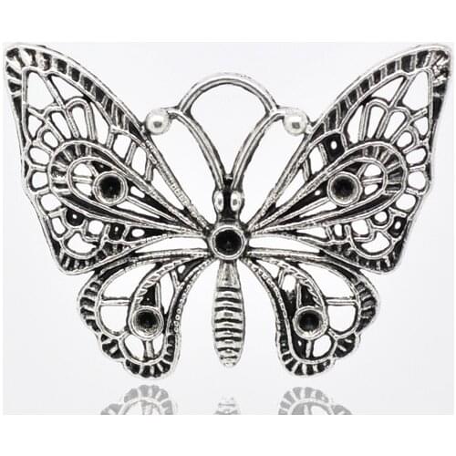 DoreenBeads 10 Silver Color Butterfly Charm Pendants 48x36mm (B13294), yiwu