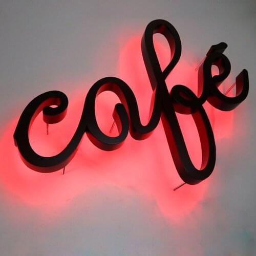 Affordable Price Café Sign Channe Letter Pin-mounted Channel Letter Car Paint Red Light Interior Exterior Durable