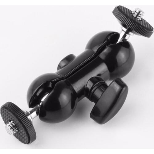 Dual 1/4" Ball Head Ram Type Mount Arm Bracket fr Mirrorless Camera Hotshoe ColdShoe Monitor Rig Tripod Slider Stabilizer Gimbal