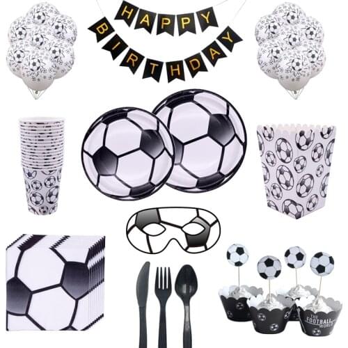 Soccer Football Theme Party Tableware paper plate cup napkin banner straw kids boy birthday party decoration balloon supplies