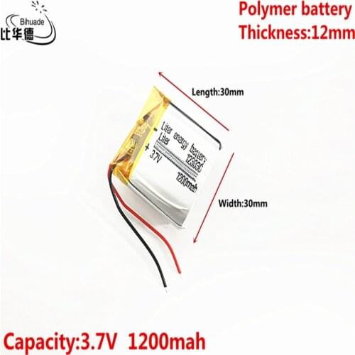 Good Qulity 3.7V,1200mAH,123030 Polymer lithium ion / Li-ion battery for TOY,POWER BANK,GPS,mp3,mp4,cell phone,speaker