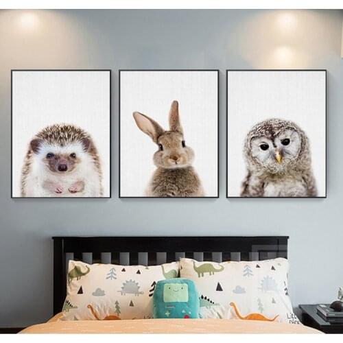 Giraffe Bunny Elephant Canvas Child Poster Nursery Wall Art Picture Print Forest Animal Painting Nordic Kid Baby Bedroom Decor